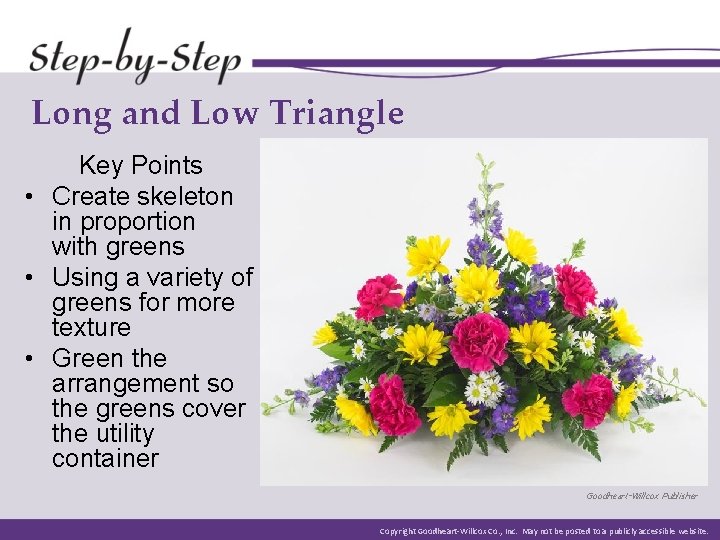 Long and Low Triangle Key Points • Create skeleton in proportion with greens •