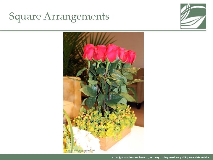 Square Arrangements Roses & Hypericum/SAF Copyright Goodheart-Willcox Co. , Inc. May not be posted Square Arrangements Roses & Hypericum/SAF Copyright Goodheart-Willcox Co. , Inc. May not be posted