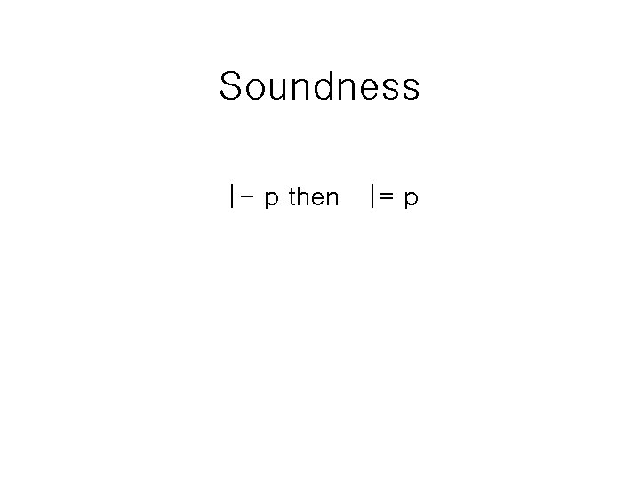 Soundness |- p then |= p 