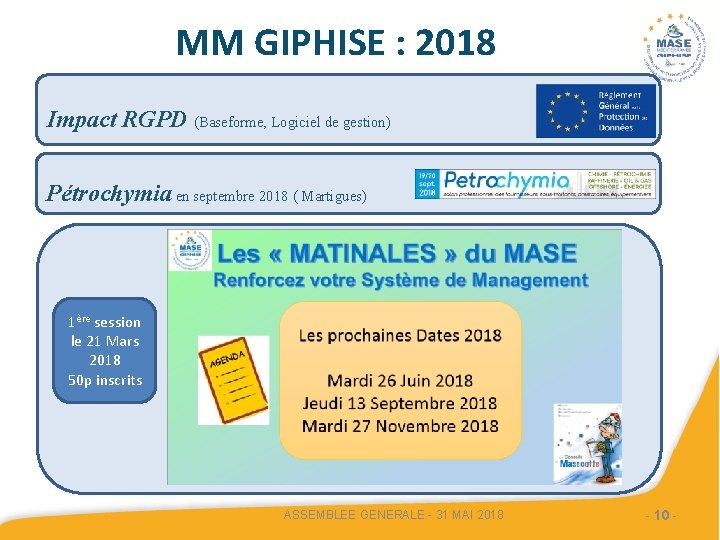 MM GIPHISE : 2018 Impact RGPD (Baseforme, Logiciel de gestion) Pétrochymia en septembre 2018