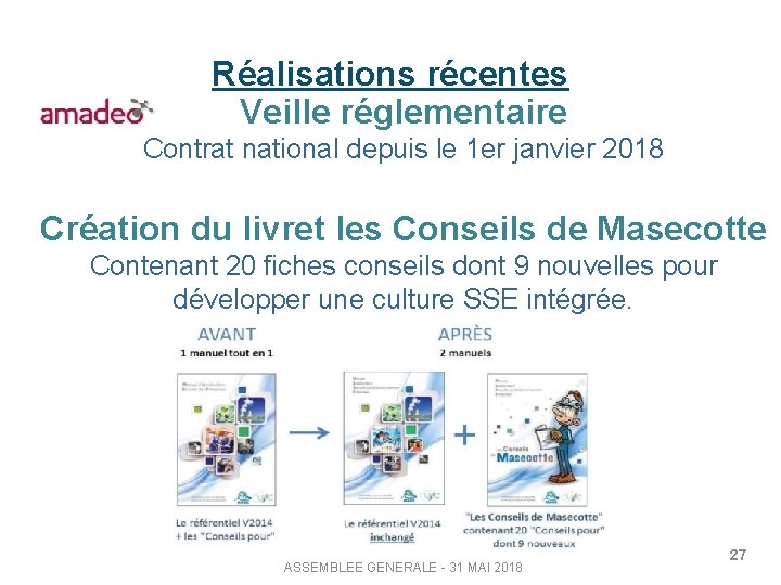 Réalisations récentes Veille réglementaire Contrat national depuis le 1 er janvier 2018 Création du