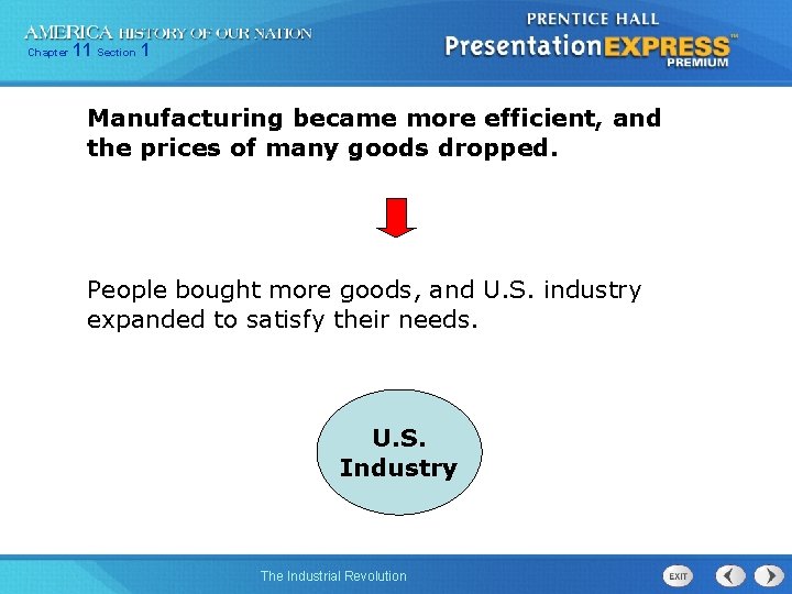 Chapter 11 Section 1 Manufacturing became more efficient, and the prices of many goods