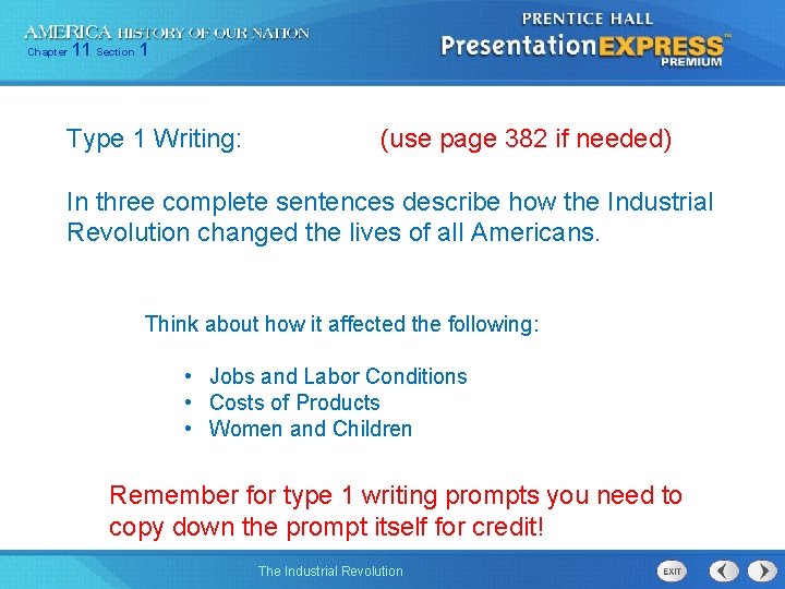 Chapter 11 Section 1 Type 1 Writing: (use page 382 if needed) In three