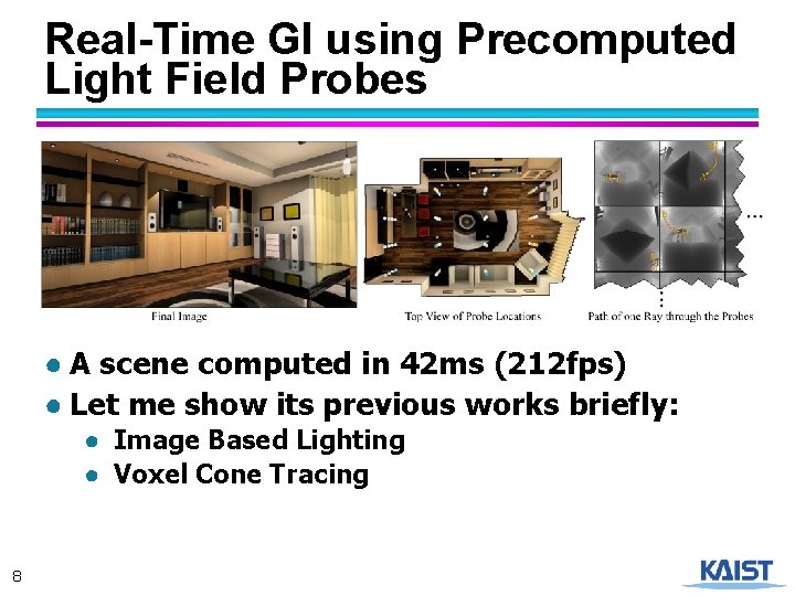 Real-Time GI using Precomputed Light Field Probes ● A scene computed in 42 ms