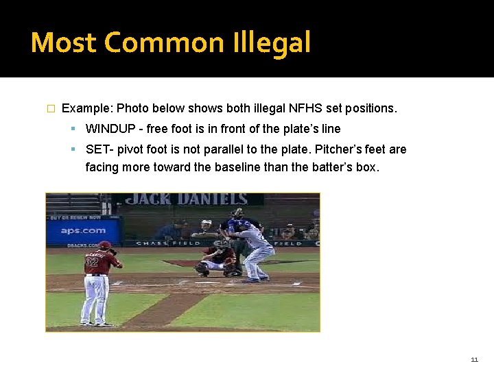 Most Common Illegal � Example: Photo below shows both illegal NFHS set positions. WINDUP