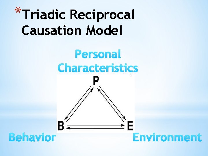 *Triadic Reciprocal Causation Model Personal Characteristics Behavior Environment 