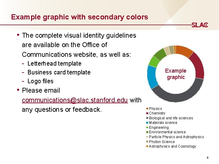 Example graphic with secondary colors • The complete visual identity guidelines are available on