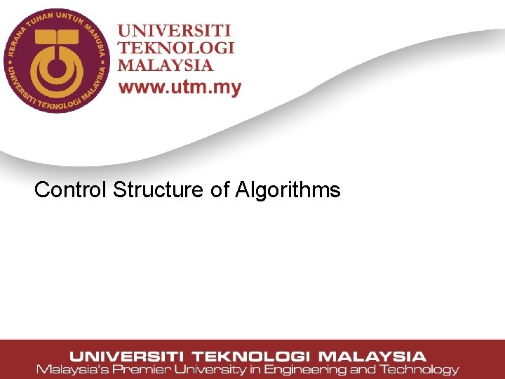 Control Structure of Algorithms 