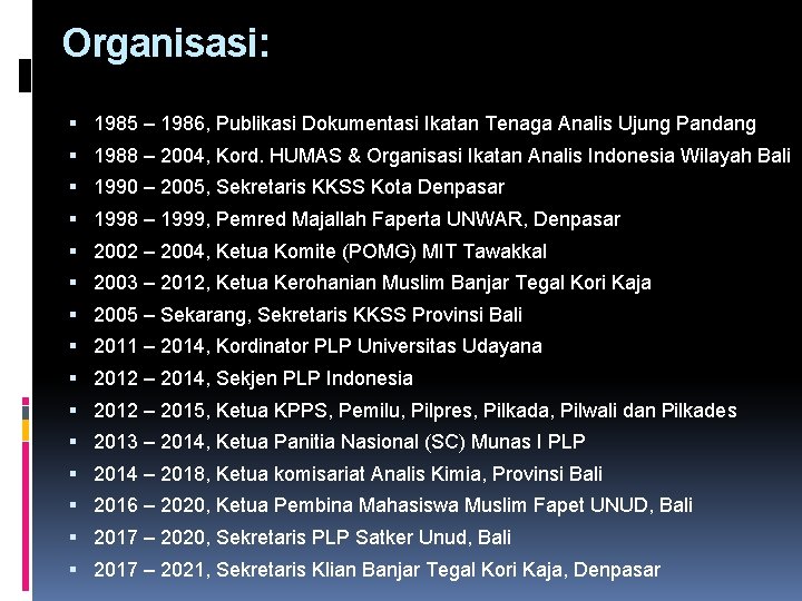 Organisasi: 1985 – 1986, Publikasi Dokumentasi Ikatan Tenaga Analis Ujung Pandang 1988 – 2004,