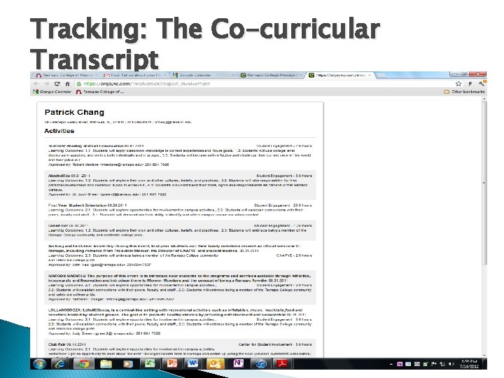 Tracking: The Co-curricular Transcript 