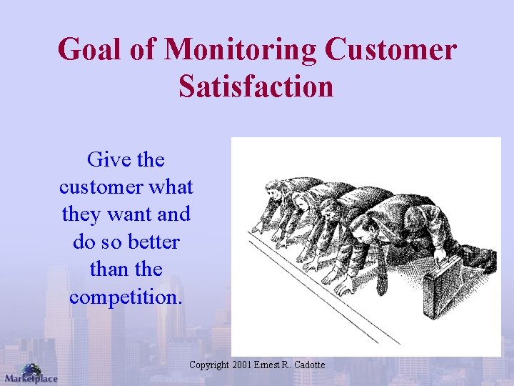 Goal of Monitoring Customer Satisfaction Give the customer what they want and do so