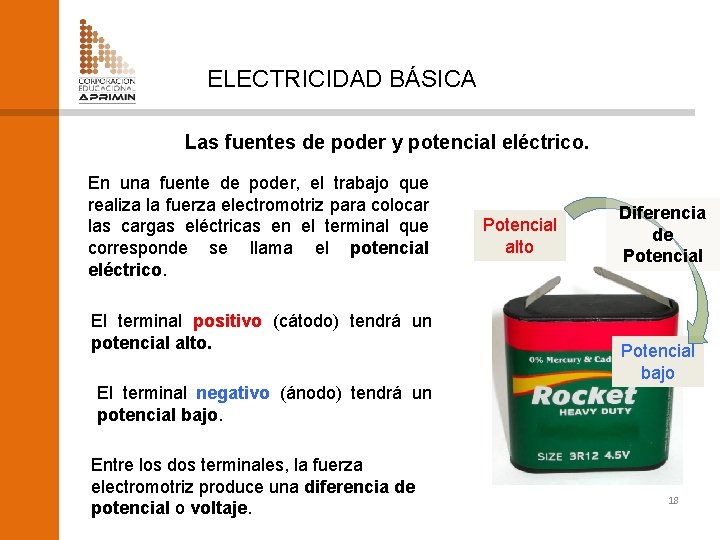 ELECTRICIDAD BÁSICA Las fuentes de poder y potencial eléctrico. ADOTEC 2014 En una fuente