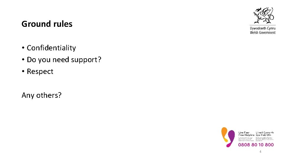 Ground rules • Confidentiality • Do you need support? • Respect Any others? 4
