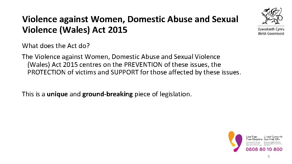 Violence against Women, Domestic Abuse and Sexual Violence (Wales) Act 2015 What does the