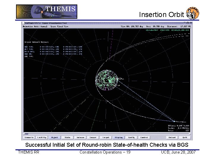 Insertion Orbit Successful Initial Set of Round-robin State-of-health Checks via BGS THEMIS RR Constellation Insertion Orbit Successful Initial Set of Round-robin State-of-health Checks via BGS THEMIS RR Constellation
