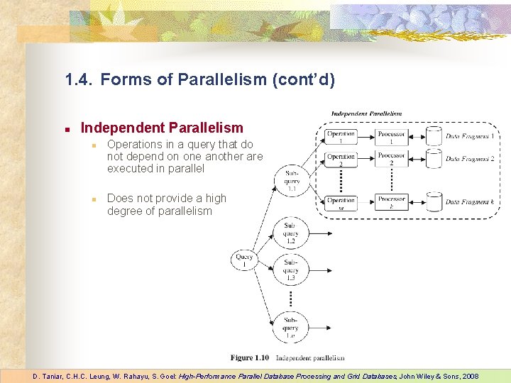 1. 4. Forms of Parallelism (cont’d) n Independent Parallelism n n Operations in a 1. 4. Forms of Parallelism (cont’d) n Independent Parallelism n n Operations in a