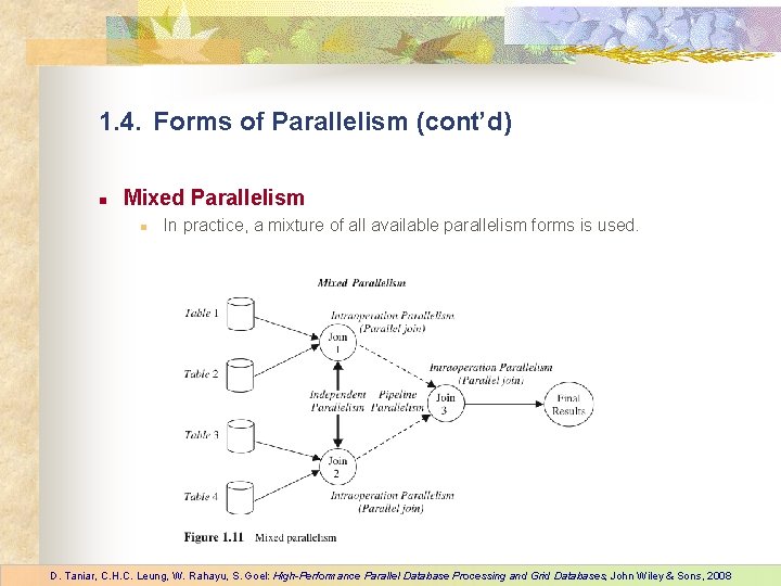 1. 4. Forms of Parallelism (cont’d) n Mixed Parallelism n In practice, a mixture 1. 4. Forms of Parallelism (cont’d) n Mixed Parallelism n In practice, a mixture