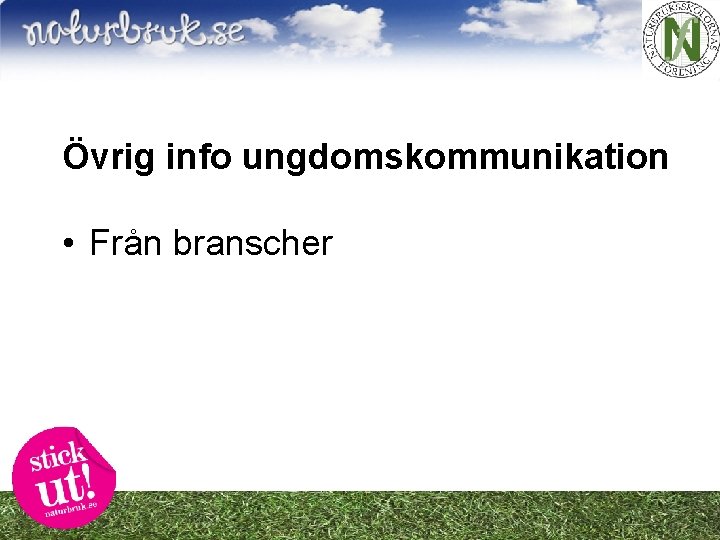 Övrig info ungdomskommunikation • Från branscher 