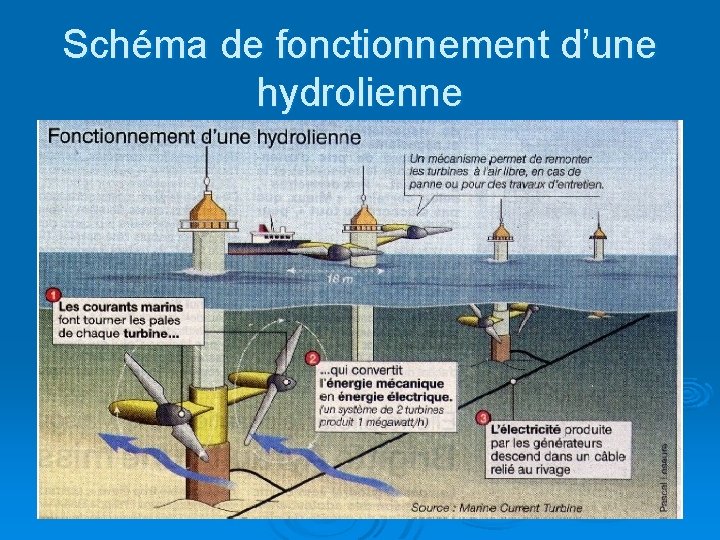 Schéma de fonctionnement d’une hydrolienne 