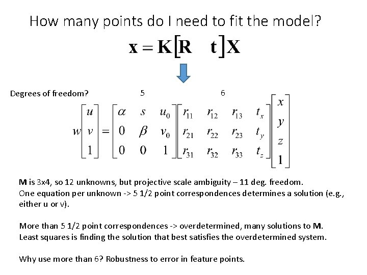 How many points do I need to fit the model? Degrees of freedom? 5