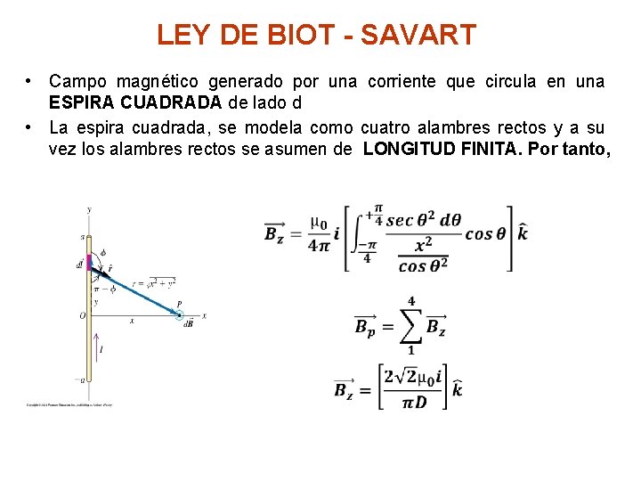 LEY DE BIOT - SAVART • Campo magnético generado por una corriente que circula