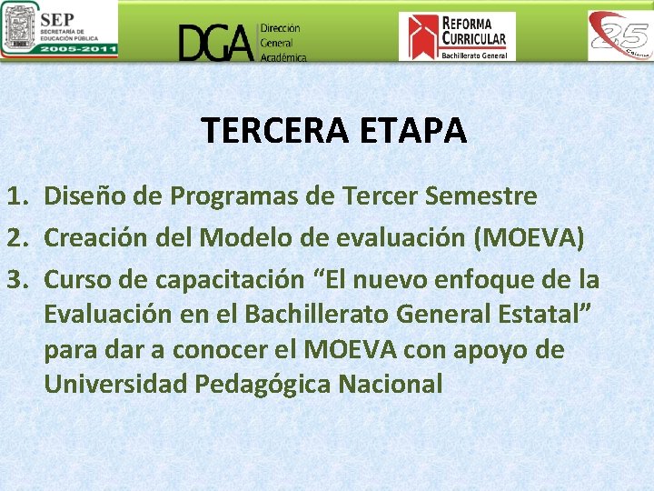 TERCERA ETAPA 1. Diseño de Programas de Tercer Semestre 2. Creación del Modelo de