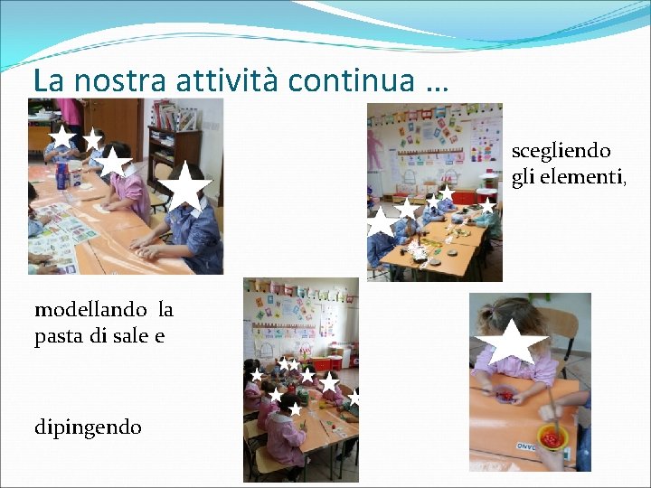 La nostra attività continua … scegliendo gli elementi, modellando la pasta di sale e