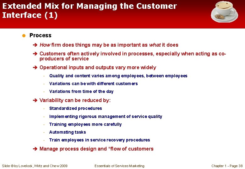 Extended Mix for Managing the Customer Interface (1) = Process è How firm does