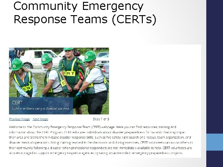 Community Emergency Response Teams (CERTs) 