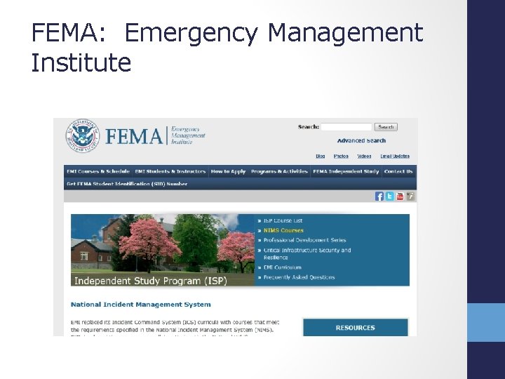 FEMA: Emergency Management Institute 