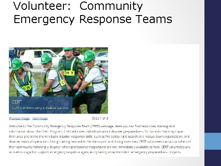 Volunteer: Community Emergency Response Teams 