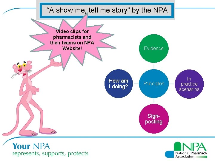 “A show me, tell me story” by the NPA Video clips for pharmacists and