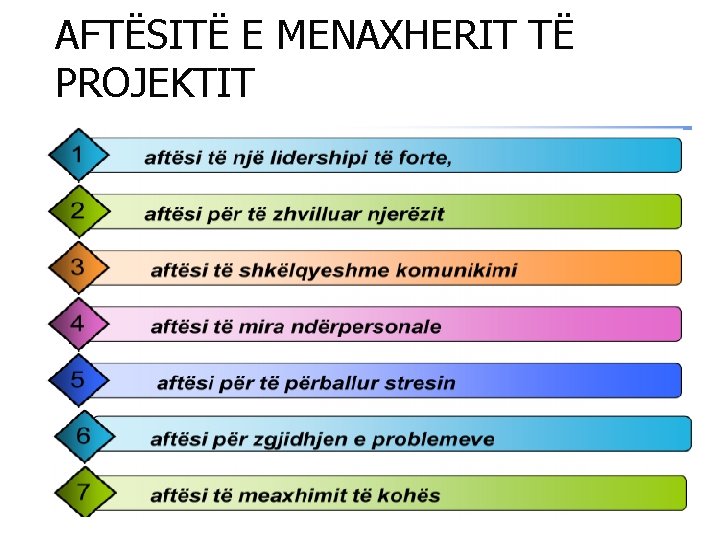 AFTËSITË E MENAXHERIT TË PROJEKTIT 