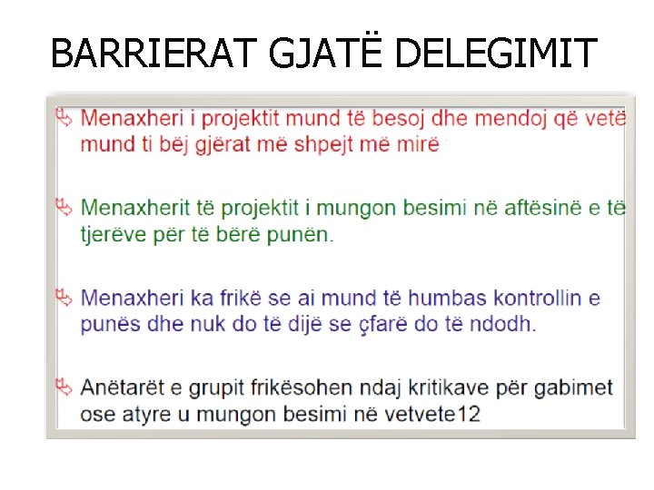 BARRIERAT GJATË DELEGIMIT 