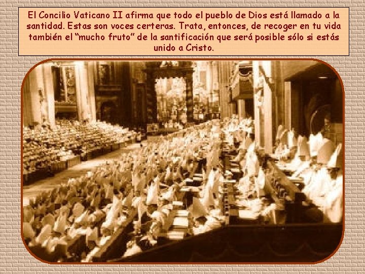 El Concilio Vaticano II afirma que todo el pueblo de Dios está llamado a