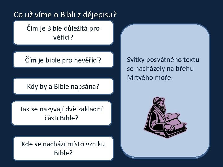 Co už víme o Bibli z dějepisu? Čím je Bible důležitá pro věřící? Čím