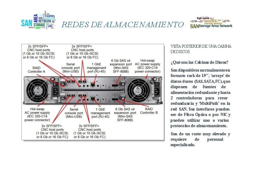 REDES DE ALMACENAMIENTO VISTA POSTERIOR DE UNA CABINA DE DISCOS. ¿Qué son las Cabinas