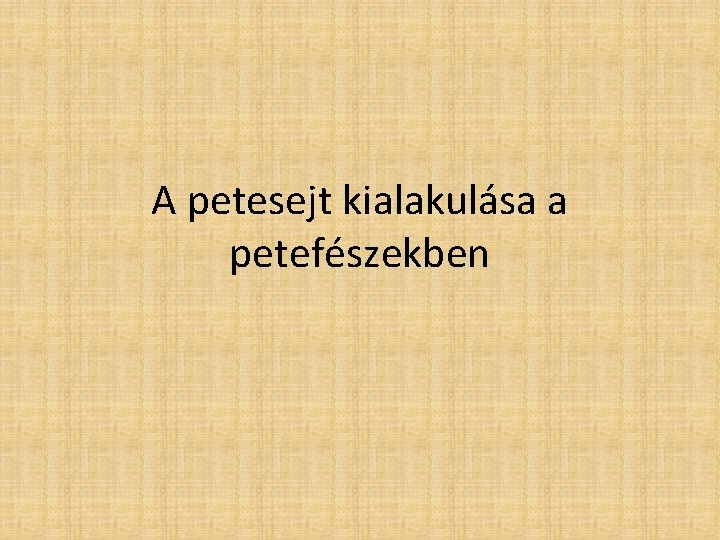 A petesejt kialakulása a petefészekben A petesejt kialakulása a petefészekben