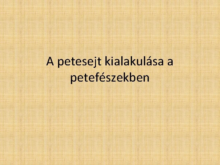 A petesejt kialakulása a petefészekben 