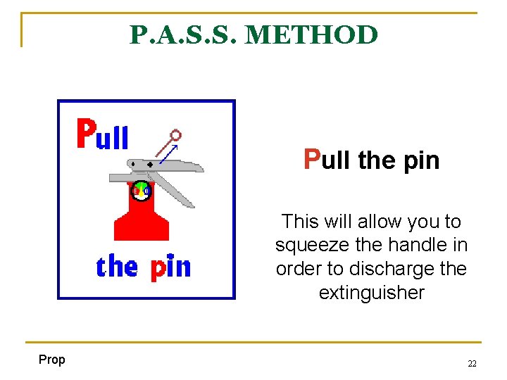 P. A. S. S. METHOD Pull the pin This will allow you to squeeze