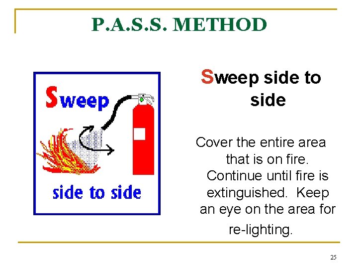 P. A. S. S. METHOD Sweep side to side Cover the entire area that