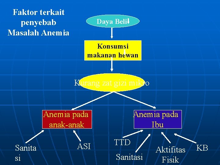 Faktor terkait penyebab Masalah Anemia Daya Beli Konsumsi makanan hewan Kurang zat gizi mikro