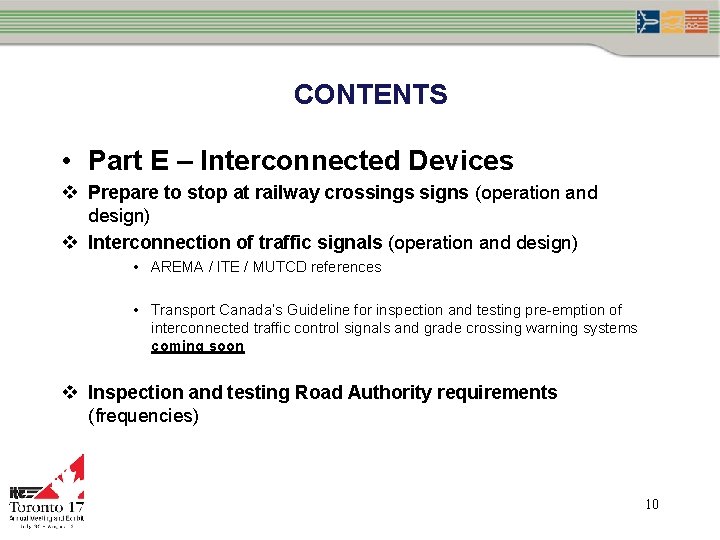 CONTENTS • Part E – Interconnected Devices v Prepare to stop at railway crossings