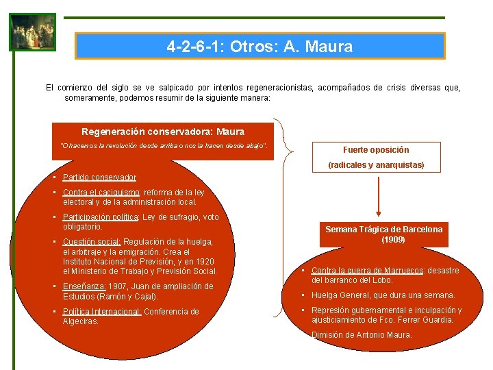 4 -2 -6 -1: Otros: A. Maura El comienzo del siglo se ve salpicado