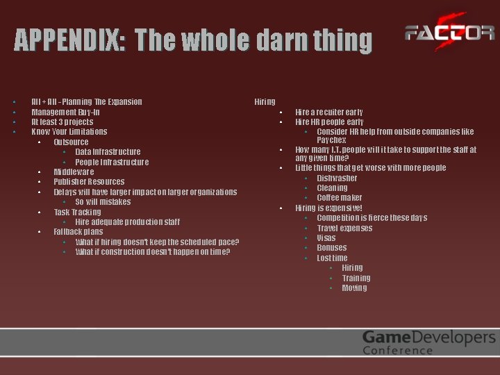 APPENDIX: The whole darn thing • • All + All - Planning The Expansion