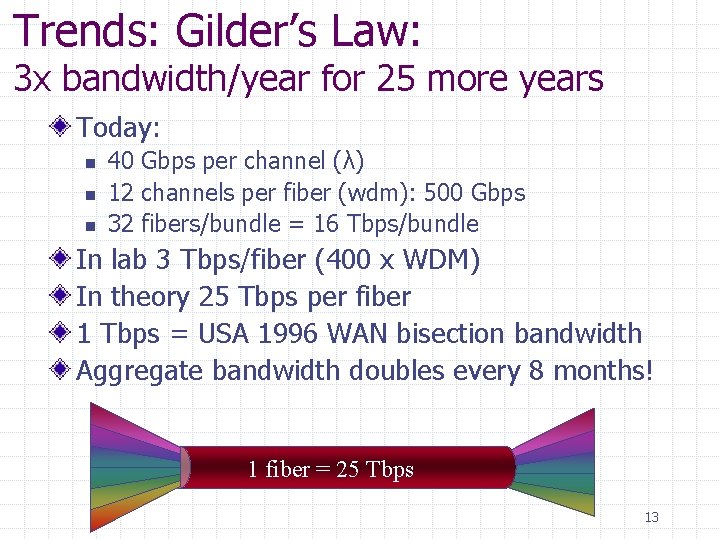 Trends: Gilder’s Law: 3 x bandwidth/year for 25 more years Today: n n n