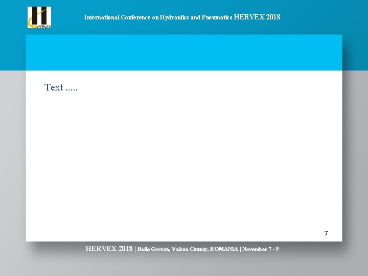 International Conference on Hydraulics and Pneumatics HERVEX 2018 Text – 1 column Text. .