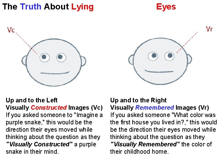 The Truth About Lying Up and to the Left Visually Constructed Images (Vc) If