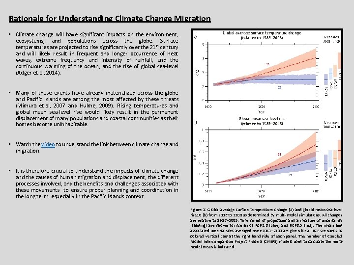 Rationale for Understanding Climate Change Migration • Climate change will have significant impacts on