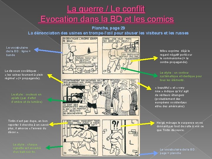 La guerre / Le conflit Evocation dans la BD et les comics Planche, page